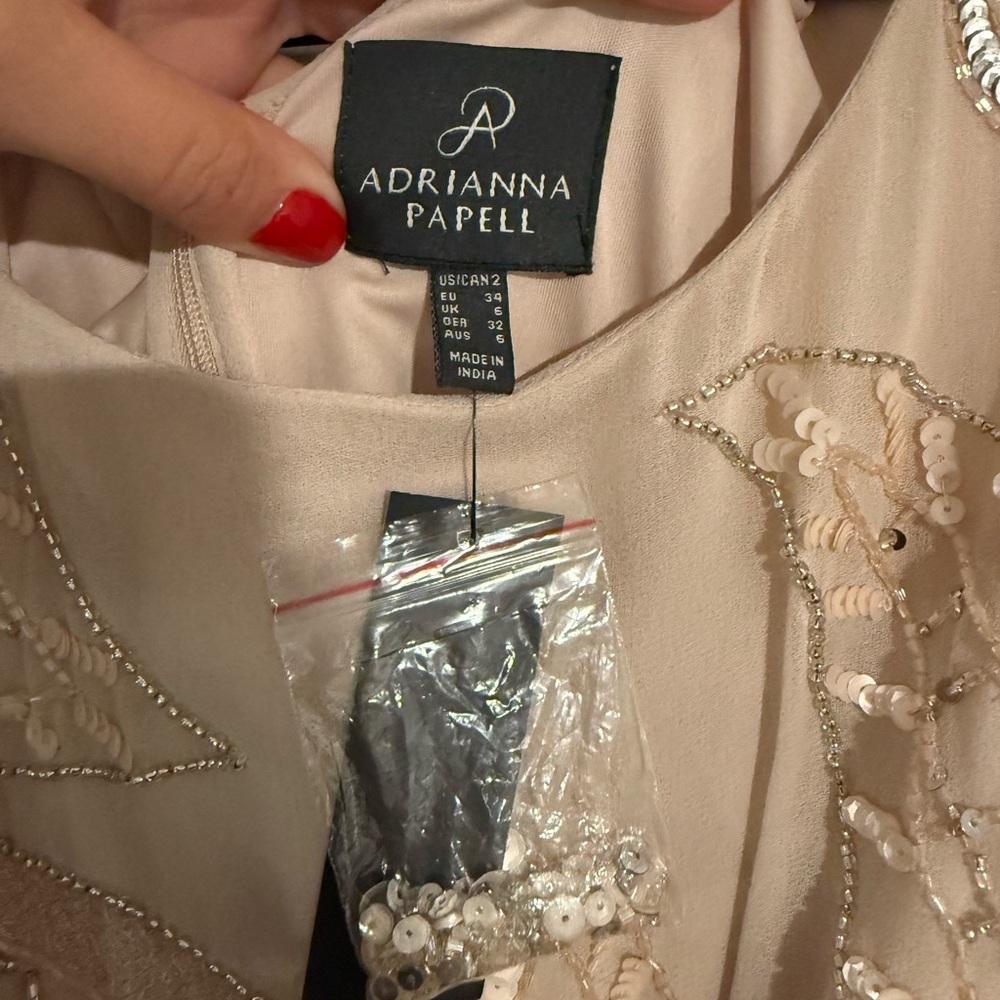 Adrianna Papell Cream Embellished Gown
